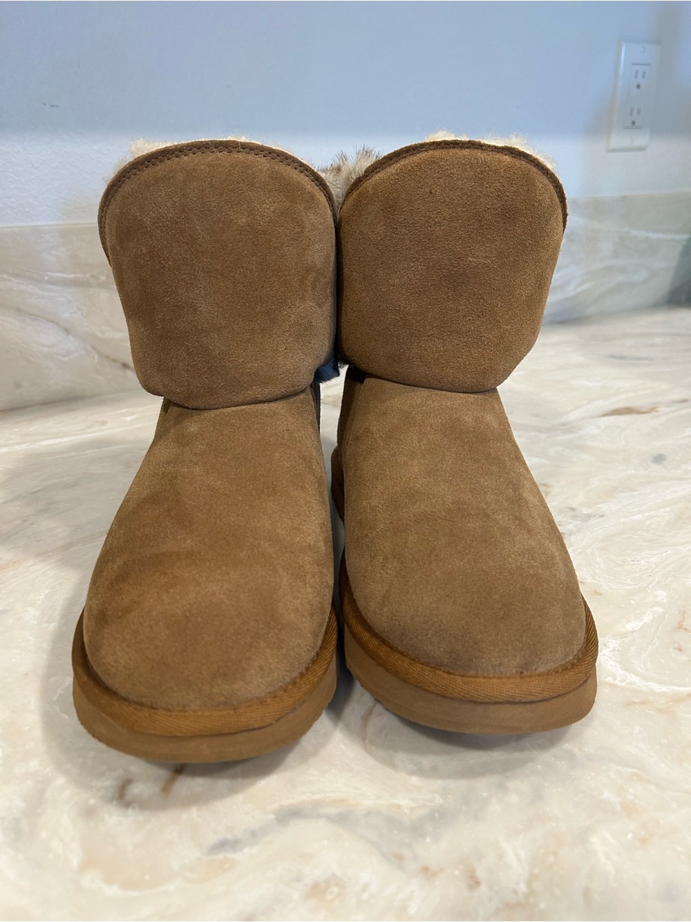 PAWZ Chestnut Brown Suede Cozy Slippers